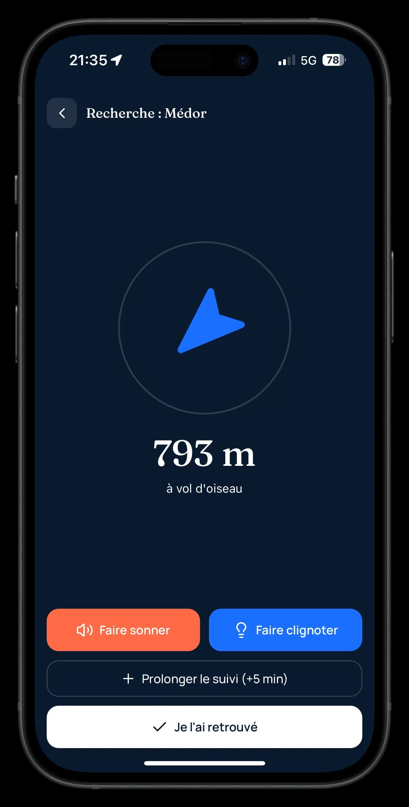 Traceur Snifzi avec buzzer et LED activés la nuit